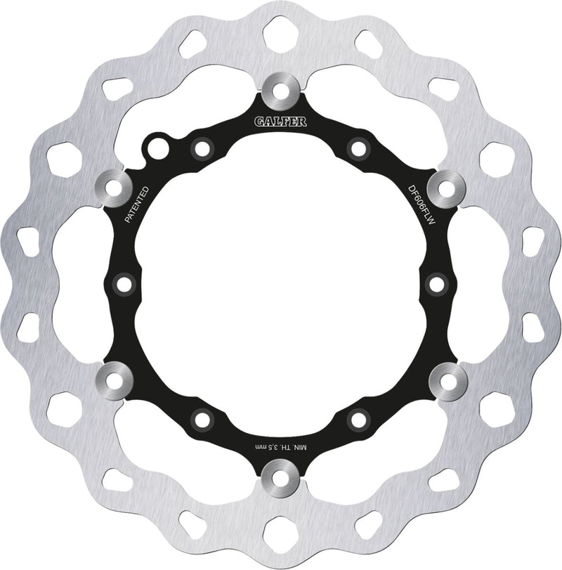 Galfer Brake Rotor Black Raw Front Two Piece (Floating) 420 High-Carbon Stainless Steel
