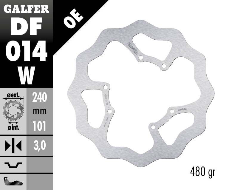 Galfer Wave® Brake Rotor Silver Stainless Steel Solid-Mount Front One Piece (Fixed) Each