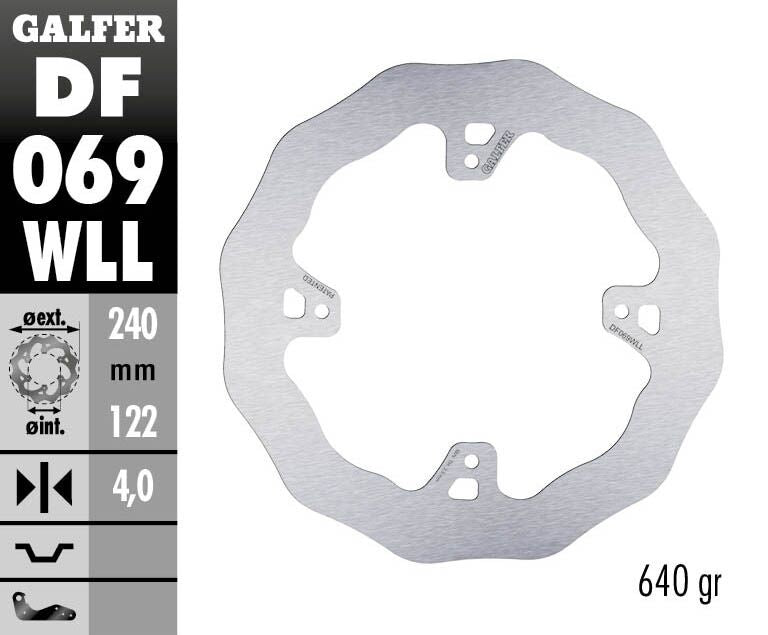 Galfer Wave® Brake Rotor Silver Stainless Steel Solid-Mount Rear One Piece (Fixed) Each
