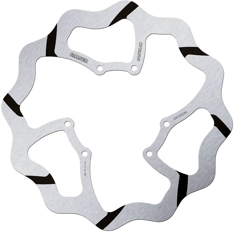 Galfer Oversize Wave® Brake Rotor Black Silver Solid-Mount Front One Piece (Fixed) Stainless Steel