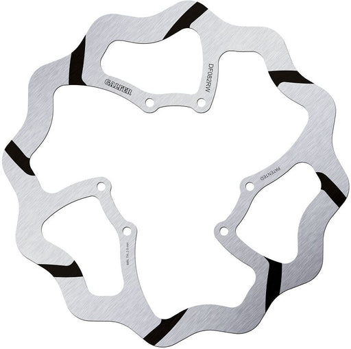 Galfer Oversize Wave® Brake Rotor Black Silver Solid-Mount Front One Piece (Fixed) Stainless Steel