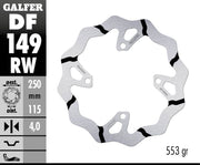 Galfer BRAKE ROTOR FIXED WAVE GROOVED OVERSIZE for 2019-2020 KAWASAKI Wave® Black Silver Solid-Mount Rear One Piece (Fixed) Stainless Steel Each