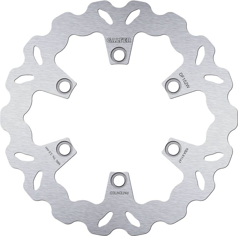 Galfer Wave® Brake Rotor for 1985, 1990-2011, 2020-2025 KAWASAKI Silver Stainless Steel Solid-Mount Rear One Piece (Fixed)