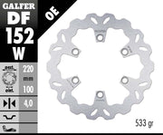 Galfer Wave® Brake Rotor for 1985, 1990-2011, 2020-2025 KAWASAKI Silver Stainless Steel Solid-Mount Rear One Piece (Fixed) Each