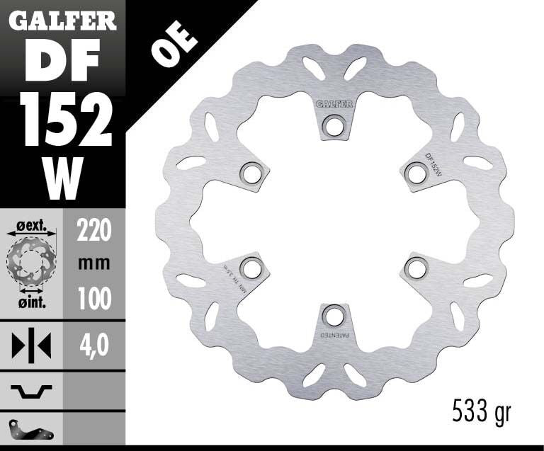 Galfer Wave® Brake Rotor for 1985, 1990-2011, 2020-2025 KAWASAKI Silver Stainless Steel Solid-Mount Rear One Piece (Fixed) Each
