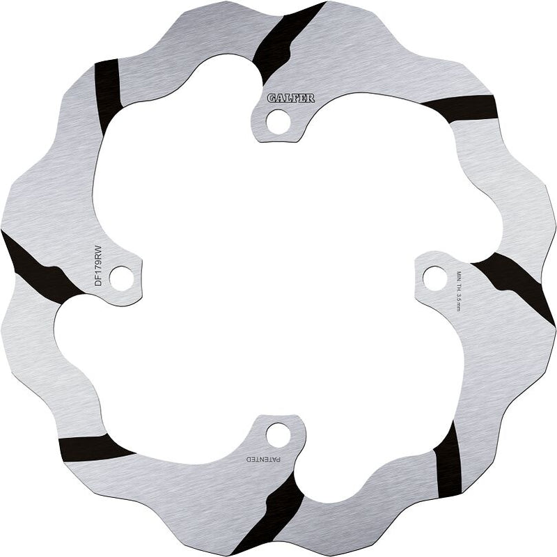 Galfer BRAKE ROTOR FIXED WAVE GROOVED OVERSIZE for 2015-2019 KAWASAKI Wave® Black Silver Solid-Mount Rear One Piece (Fixed) Stainless Steel