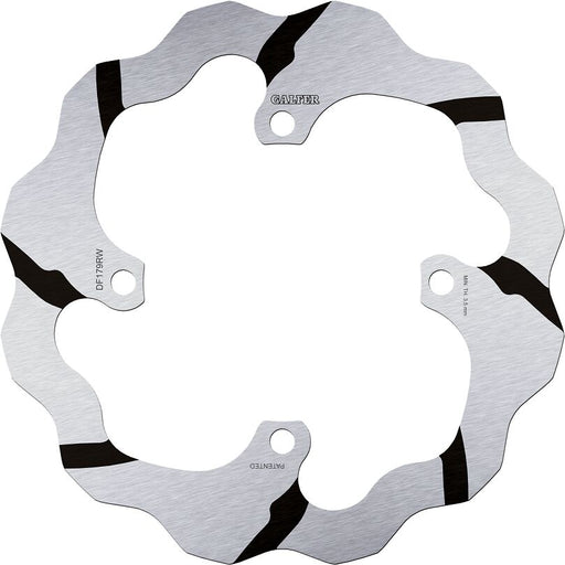 Galfer BRAKE ROTOR FIXED WAVE GROOVED OVERSIZE for 2015-2019 KAWASAKI Wave® Black Silver Solid-Mount Rear One Piece (Fixed) Stainless Steel