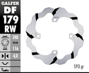 Galfer BRAKE ROTOR FIXED WAVE GROOVED OVERSIZE for 2015-2019 KAWASAKI Wave® Black Silver Solid-Mount Rear One Piece (Fixed) Stainless Steel Each
