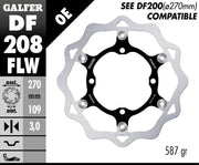 Galfer Brake Rotor for 2015-2020 KAWASAKI Wave® Black Silver Full-Floating Front Two Piece (Floating) Aluminium Stainless Steel Each