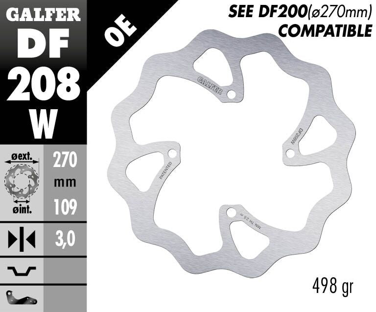 Galfer Wave® Brake Rotor for 2015-2026 KAWASAKI Polished Silver Solid-Mount Front One Piece (Fixed) Stainless Steel Each