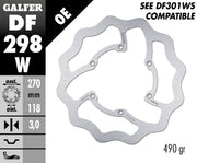 Galfer Wave® Brake Rotor Polished Silver Solid-Mount Front One Piece (Fixed) Stainless Steel Each