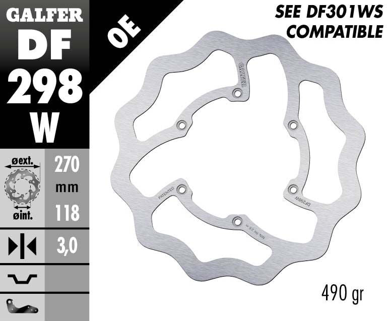 Galfer Wave® Brake Rotor Polished Silver Solid-Mount Front One Piece (Fixed) Stainless Steel Each