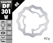 Galfer Wave® Brake Rotor Polished Silver Solid-Mount Front One Piece (Fixed) Stainless Steel Each