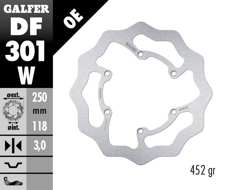 Galfer Wave® Brake Rotor Polished Silver Solid-Mount Front One Piece (Fixed) Stainless Steel Each