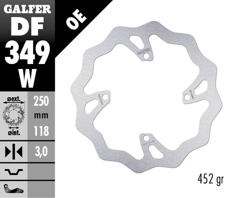 Galfer Wave® Brake Rotor for 2004-2018 SUZUKI Silver Stainless Steel Solid-Mount Front One Piece (Fixed) Each
