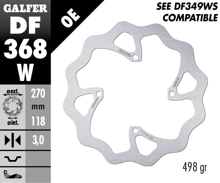Galfer Wave® Brake Rotor for 2018-2026 SUZUKI Polished Silver Solid-Mount Front One Piece (Fixed) Stainless Steel Each
