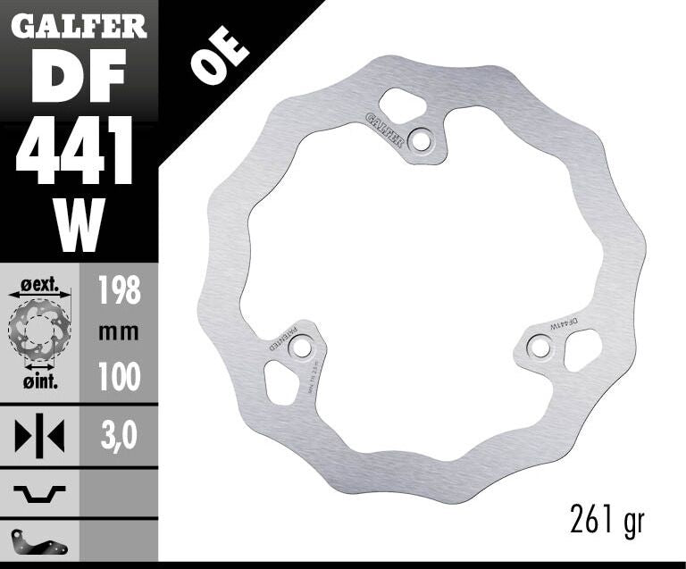Galfer Wave® Brake Rotor for 2018-2026 YAMAHA YZ 65 Polished Silver Solid-Mount Front One Piece (Fixed) Stainless Steel Each