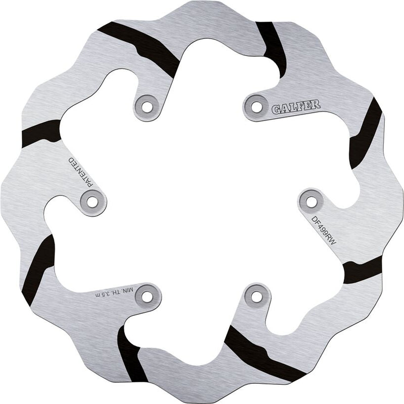 Galfer BRAKE ROTOR FIXED WAVE GROOVED OVERSIZE for 2002-2023 YAMAHA Wave® Black Polished Solid-Mount Rear One Piece (Fixed) Stainless Steel