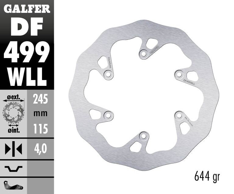 Galfer Wave® Brake Rotor for 2001-2024 YAMAHA Polished Silver Solid-Mount Rear One Piece (Fixed) Stainless Steel Each