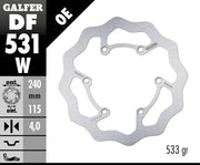 Galfer Wave® Brake Rotor for 2018-2026 YAMAHA Polished Silver One Piece (Fixed) Stainless Steel Each