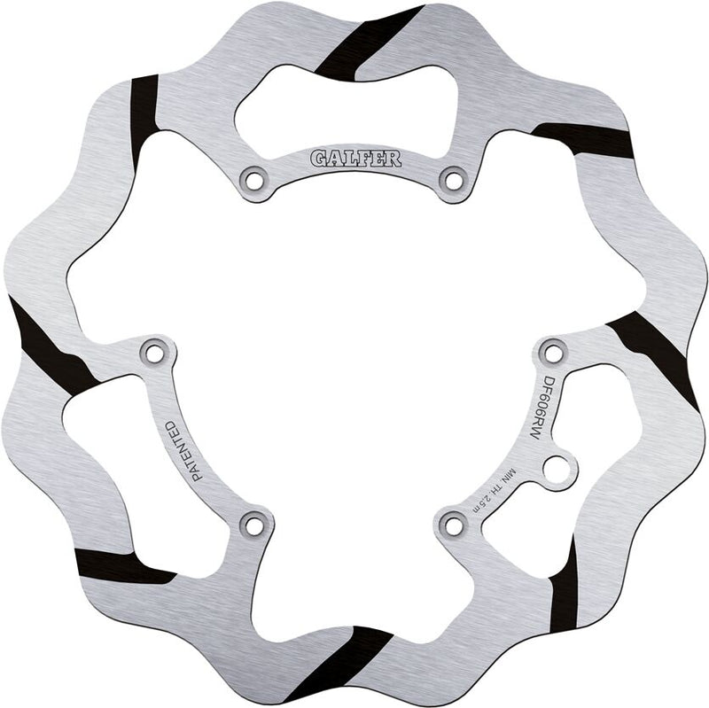 Galfer BRAKE ROTOR FIXED WAVE GROOVED OVERSIZE Wave® Black Polished One Piece (Fixed) Stainless Steel