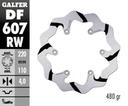 Galfer BRAKE ROTOR FIXED WAVE GROOVED OVERSIZE Wave® Black Polished Rear One Piece (Fixed) Stainless Steel Each