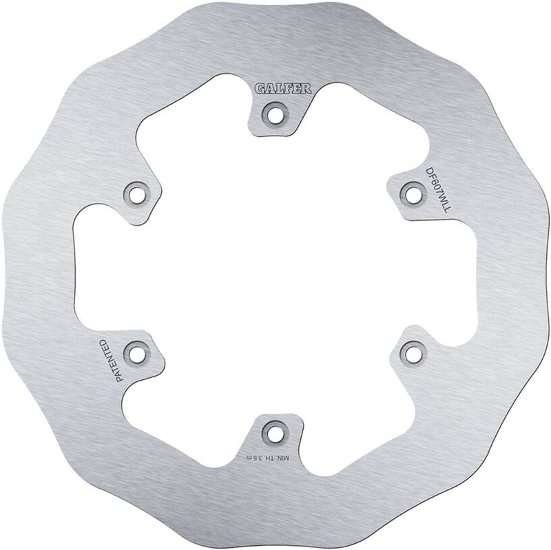 Galfer Wave® Brake Rotor Polished Silver Rear One Piece (Fixed) Stainless Steel