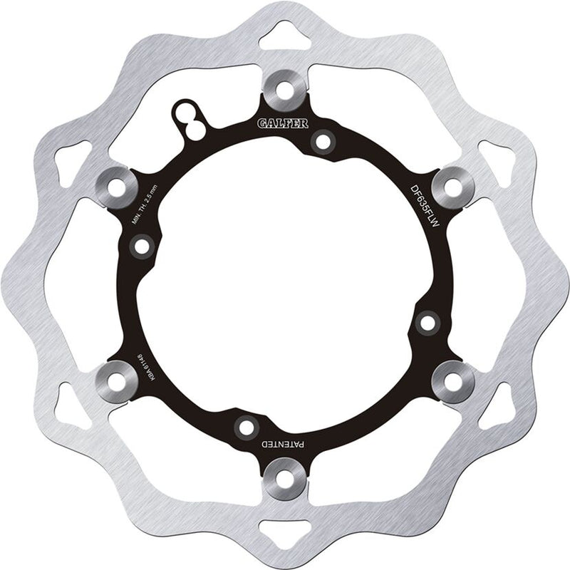 Galfer Brake Rotor Floating Wave® Black Polished Front Two Piece (Semi-Floating) Aluminium Stainless Steel