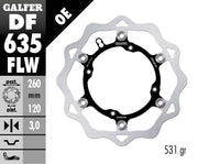 Galfer Brake Rotor Floating Wave® Black Polished Front Two Piece (Semi-Floating) Aluminium Stainless Steel Each