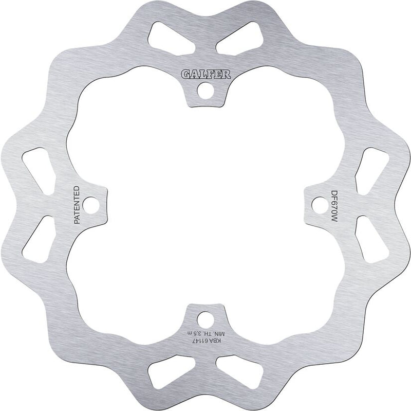 Galfer Wave® Brake Rotor Polished Silver Rear One Piece (Fixed) Stainless Steel