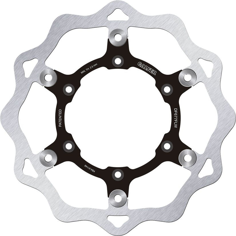 Galfer Brake Rotor Floating Wave® Black Polished Front Two Piece (Semi-Floating) Aluminium Stainless Steel