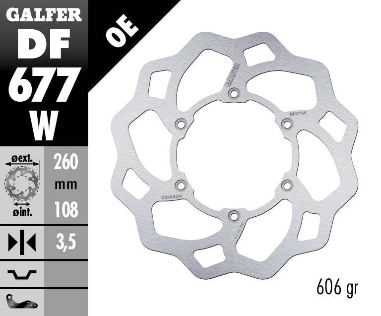 Galfer Wave® Brake Rotor Polished Silver Front One Piece (Fixed) Stainless Steel Each