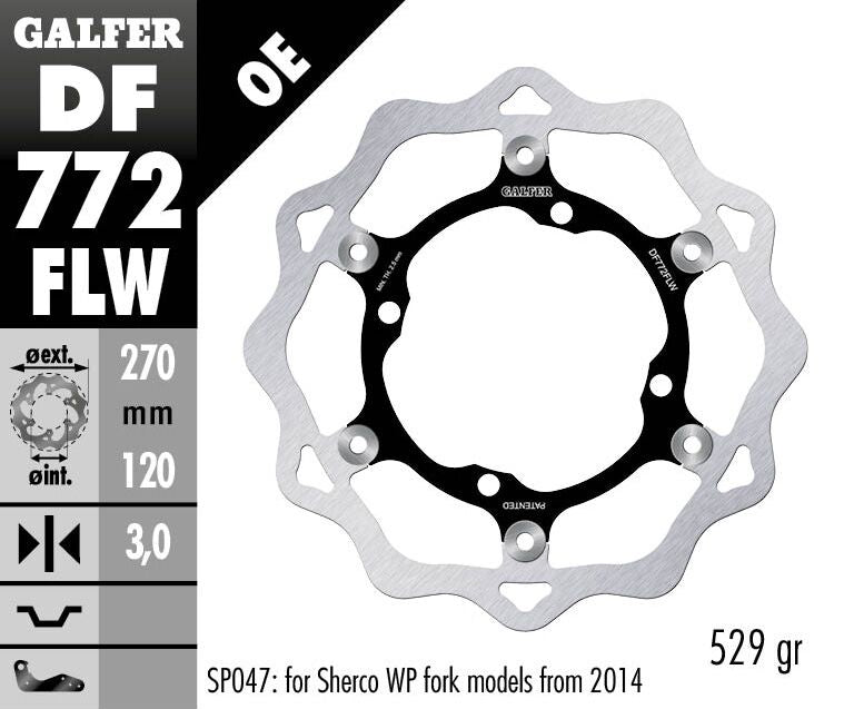 Galfer Brake Rotor for 2004-2021 SHERCO Floating Wave® Black Polished Front Two Piece (Semi-Floating) Aluminium Stainless Steel Each