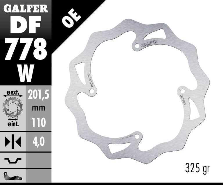 Galfer Wave® Brake Rotor for 2007-2010 KTM Polished Silver Front One Piece (Fixed) Stainless Steel Each