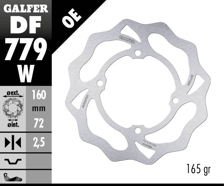 Galfer Wave® Brake Rotor Polished Silver Front One Piece (Fixed) Stainless Steel Each