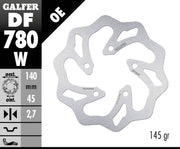 Galfer Wave® Brake Rotor for 2006-2023 KTM SX 50 Polished Silver Rear One Piece (Fixed) Stainless Steel Each
