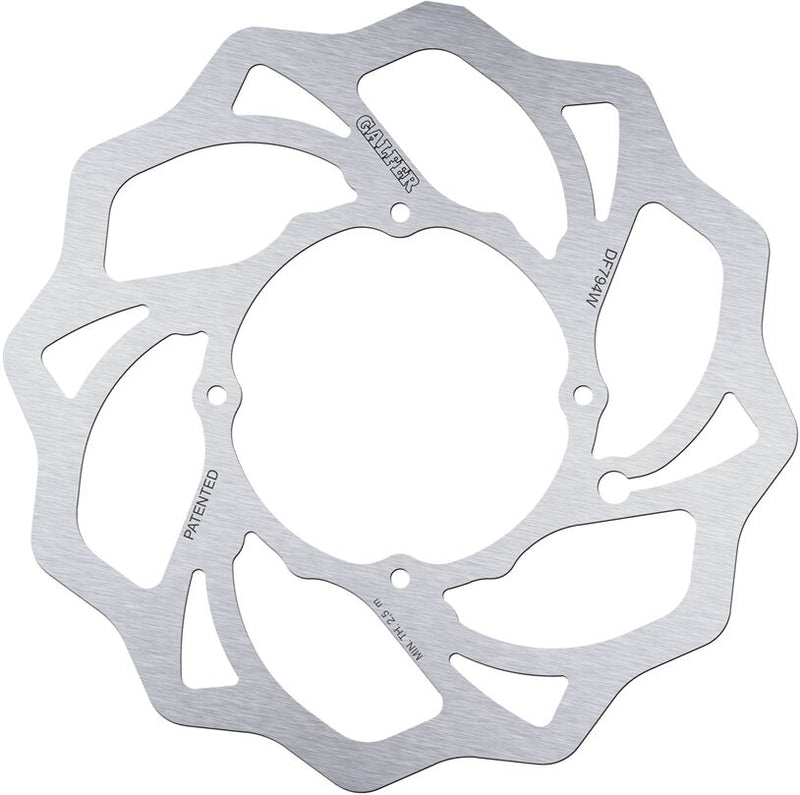 Galfer Wave® Brake Rotor Polished Silver Front One Piece (Fixed) Stainless Steel