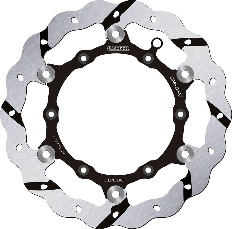 Galfer BRAKE ROTOR FLOATING WAVE GROOVED for 2012-2022 BETA Floating Wave® Black Polished Full-Floating Front Two Piece (Floating) Aluminium Stainl...