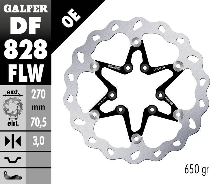 Galfer Brake Rotor for 1991-2022 TM RACING Floating Wave® Black Polished Full-Floating Front Two Piece (Floating) Aluminium Stainless Steel Each