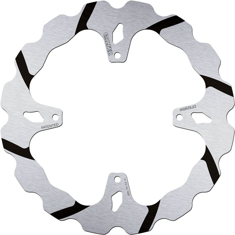 Galfer BRAKE ROTOR FIXED WAVE GROOVED OVERSIZE for 2001-2014 TM RACING Wave® Black Polished Solid-Mount Rear One Piece (Fixed) Stainless Steel