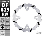 Galfer BRAKE ROTOR FIXED WAVE GROOVED OVERSIZE for 2001-2014 TM RACING Wave® Black Polished Solid-Mount Rear One Piece (Fixed) Stainless Steel Each