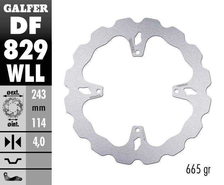 Galfer Wave® Brake Rotor for 2001-2021 TM RACING Polished Silver Solid-Mount Rear One Piece (Fixed) Stainless Steel Each