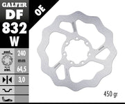 Galfer Wave® Brake Rotor for 2002-2021 TM RACING MX 85 Polished Silver Solid-Mount Front One Piece (Fixed) Stainless Steel Each