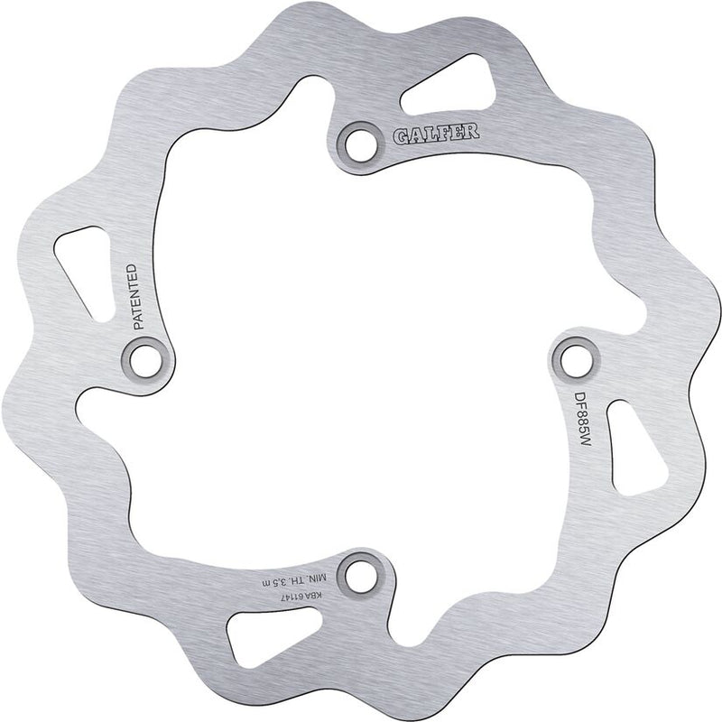 Galfer Wave® Brake Rotor Polished Silver Solid-Mount Rear One Piece (Fixed) Stainless Steel
