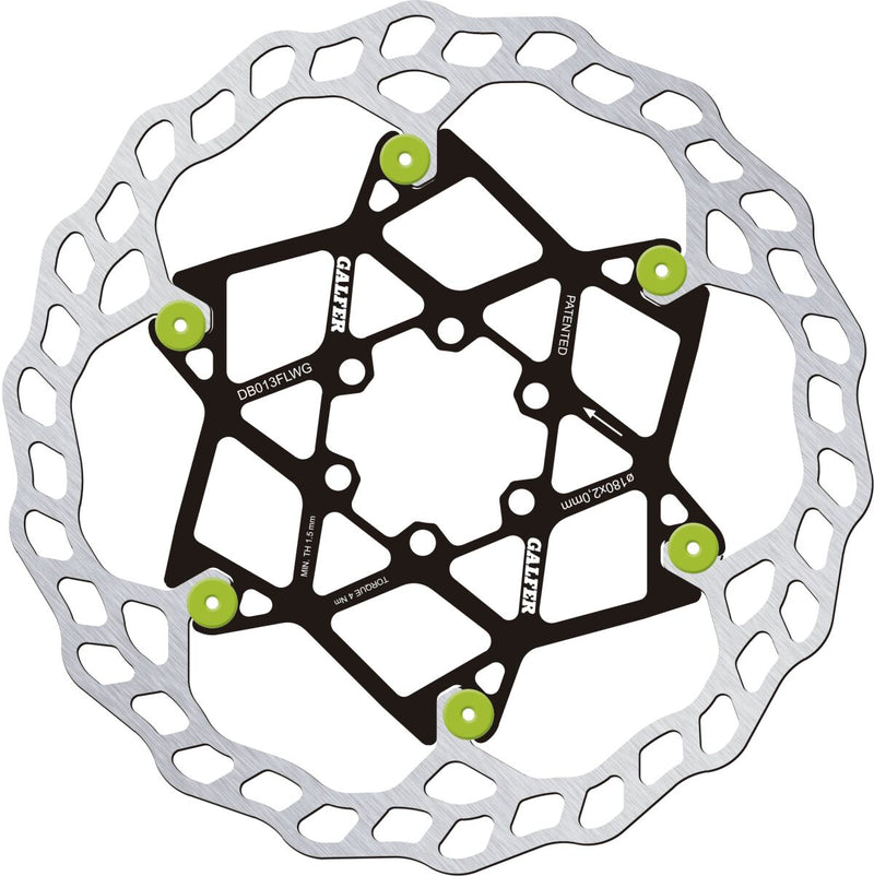Galfer Floating Disc Wave® Brake Rotor Green Silver Stainless Steel