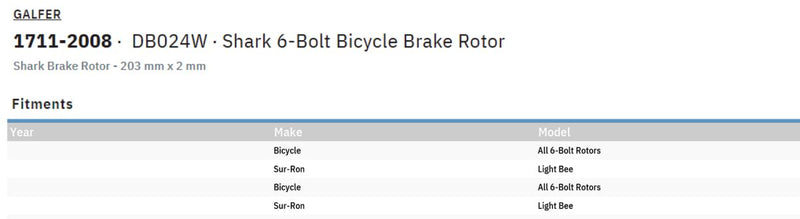 Galfer Shark 6-Bolt Bicycle Brake Rotor Stainless Steel Each