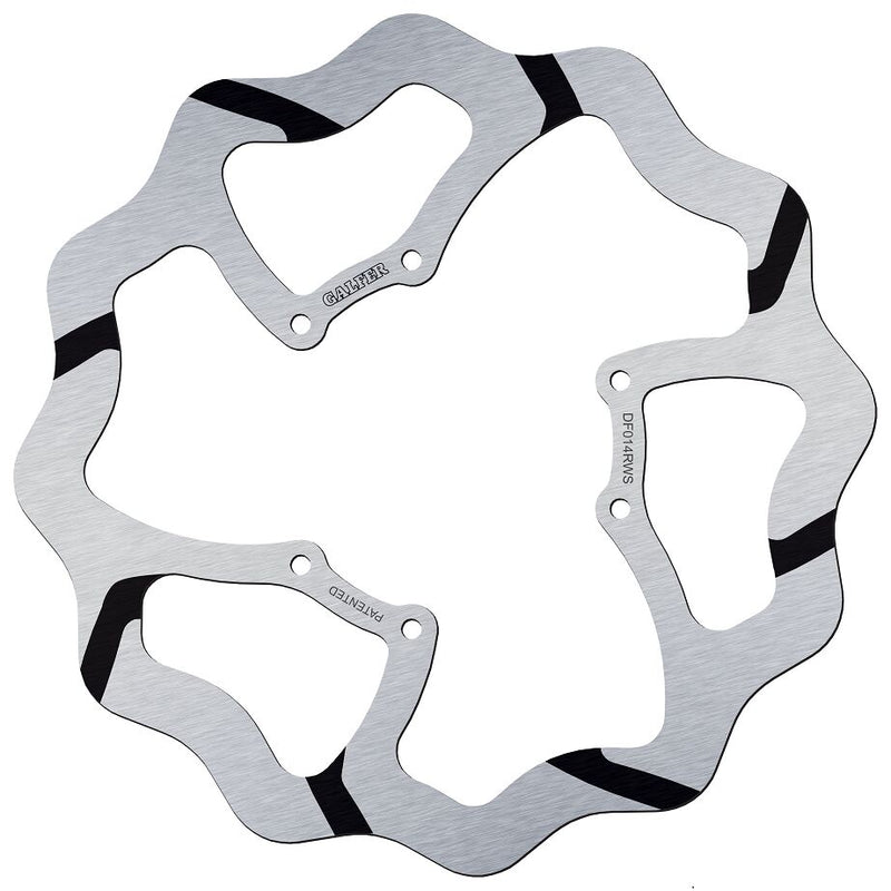 Galfer BRAKE ROTOR FIXED WAVE GROOVED OVERSIZE for 2002-2007, 2019-2024 HONDA Wave® Black Silver Solid-Mount One Piece (Fixed) High-Carbon Stainles...