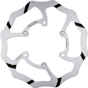 Galfer BRAKE ROTOR FIXED WAVE GROOVED OVERSIZE Wave® Black Silver Solid-Mount One Piece (Fixed) High-Carbon Stainless Steel