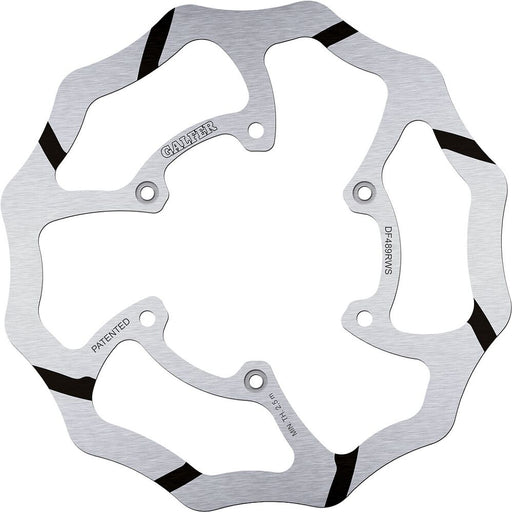 Galfer BRAKE ROTOR FIXED WAVE GROOVED OVERSIZE Wave® Black Silver Solid-Mount One Piece (Fixed) High-Carbon Stainless Steel