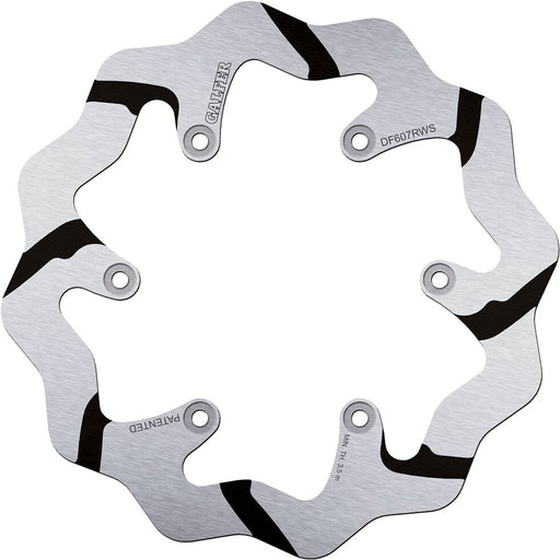Galfer BRAKE ROTOR FIXED WAVE GROOVED OVERSIZE Wave® Black Silver Solid-Mount One Piece (Fixed) High-Carbon Stainless Steel